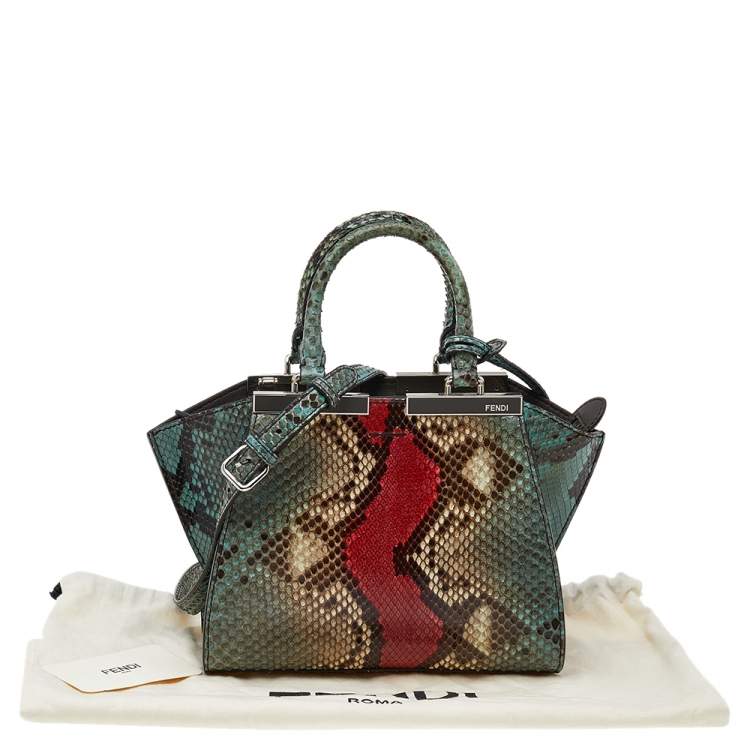 Pre Owned Fendi Multicolor Python Leather Mini 3Jours Tote