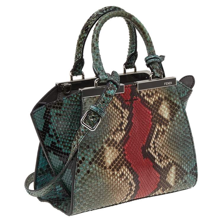 Pre Owned Fendi Multicolor Python Leather Mini 3Jours Tote