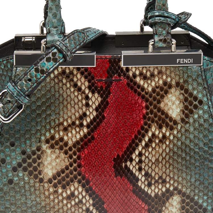 Pre Owned Fendi Multicolor Python Leather Mini 3Jours Tote
