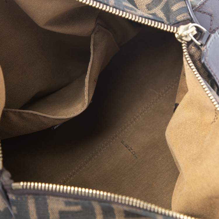 Pre Owned Fendi Tobacco Zucca Canvas and Leather Medium Chef Bauletto Bowler Bag