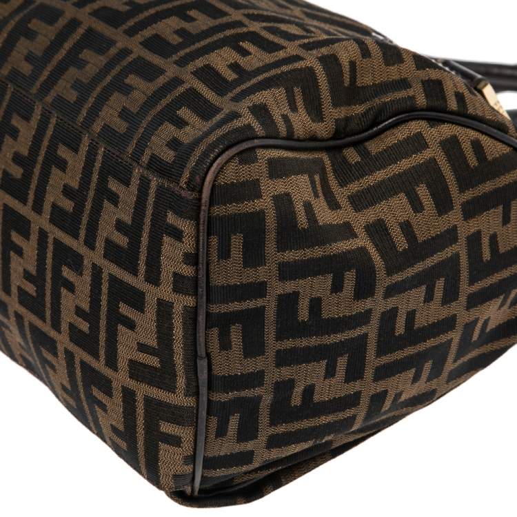 Pre Owned Fendi Tobacco Zucca Canvas and Leather Medium Chef Bauletto Bowler Bag