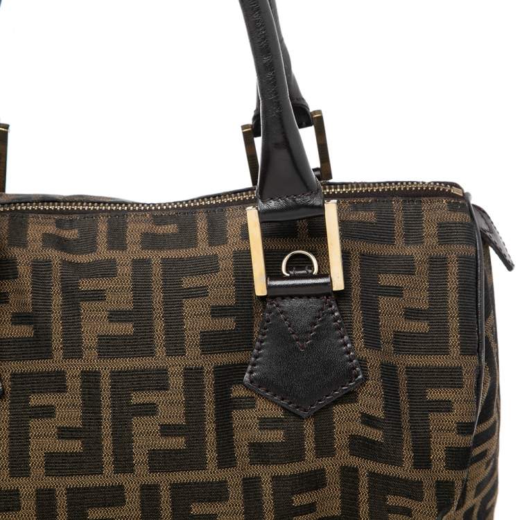 Pre Owned Fendi Tobacco Zucca Canvas and Leather Medium Chef Bauletto Bowler Bag