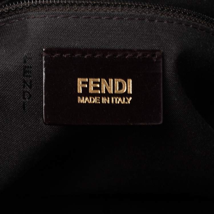 Pre Owned Fendi Tobacco Zucca Canvas and Patent Leather Mia Flap Bag