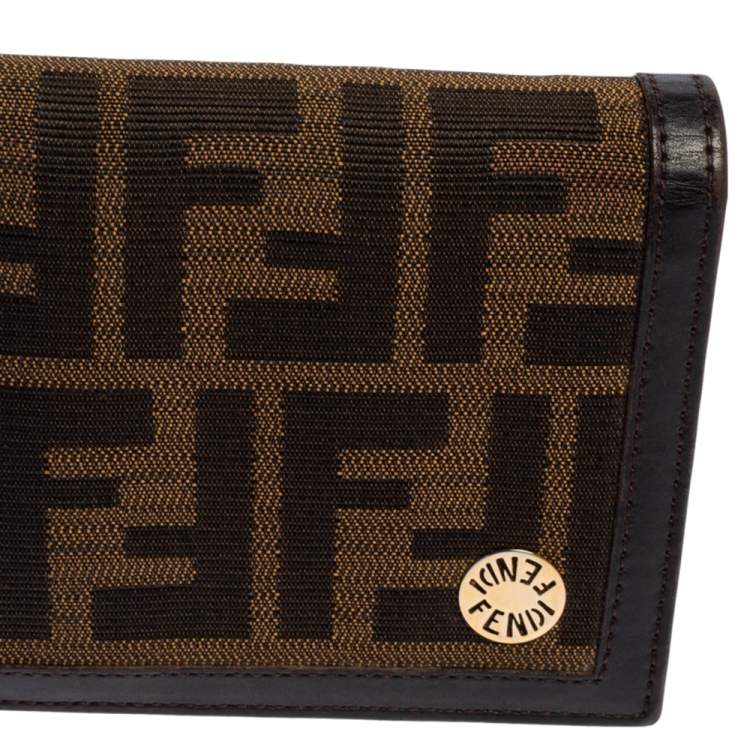 Pre Owned Fendi Tobacco Zucca Canvas and Leather Continental Flap Wallet