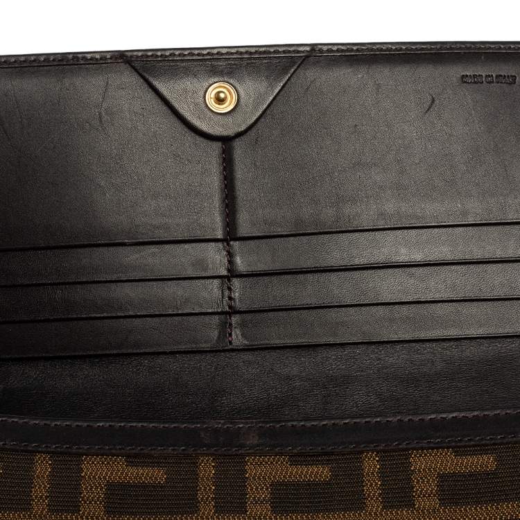 Pre Owned Fendi Tobacco Zucca Canvas and Leather Continental Flap Wallet