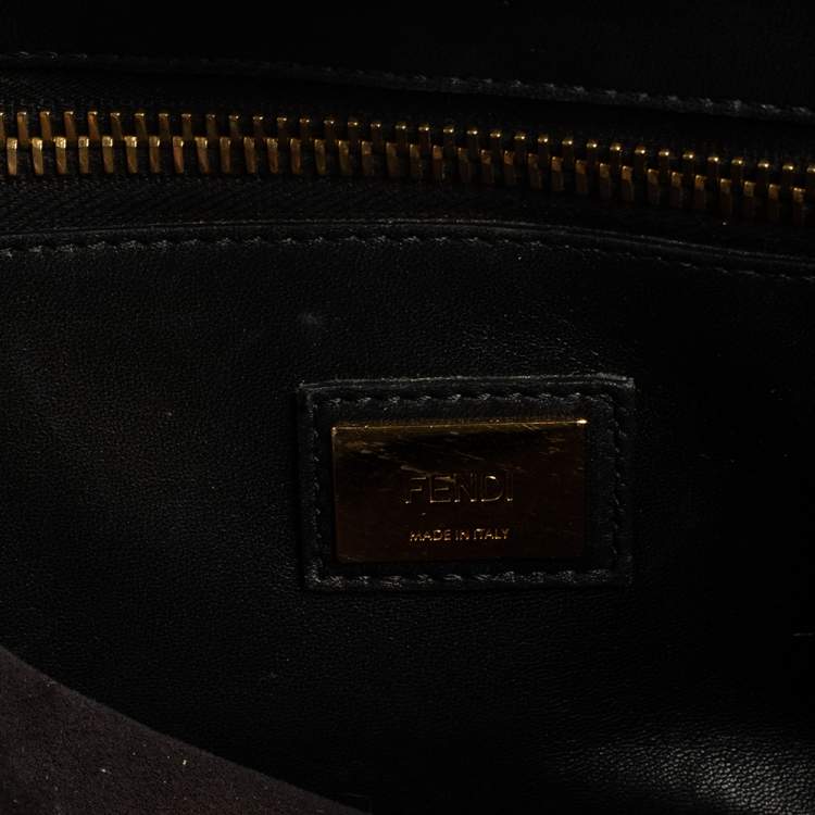 Pre Owned Fendi Black Leather Medium Peekaboo Top Handle Bag