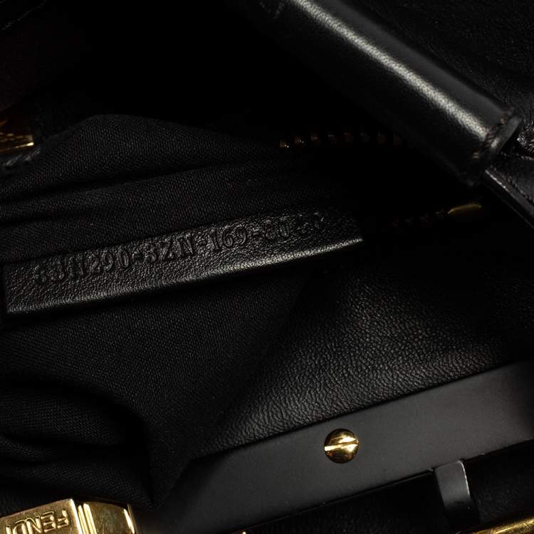 Pre Owned Fendi Black Leather Medium Peekaboo Top Handle Bag