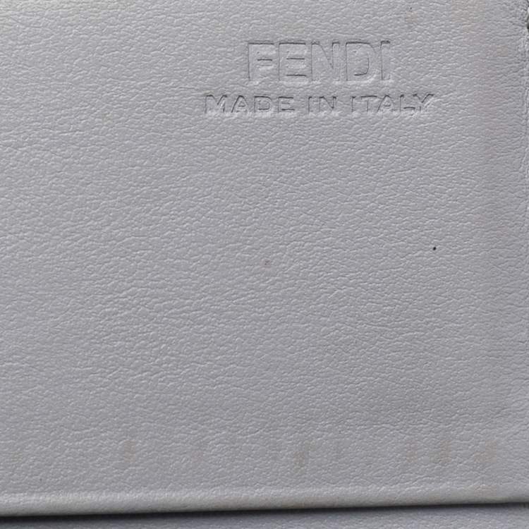 Pre Owned Fendi Grey Leather Studded Flap Wallet On Chain