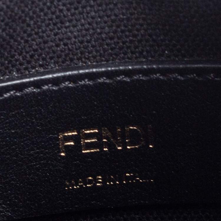 Pre Owned Fendi Black FF Embroidered Canvas and Leather Mini Mon Tresor Drawstring Bucket Bag