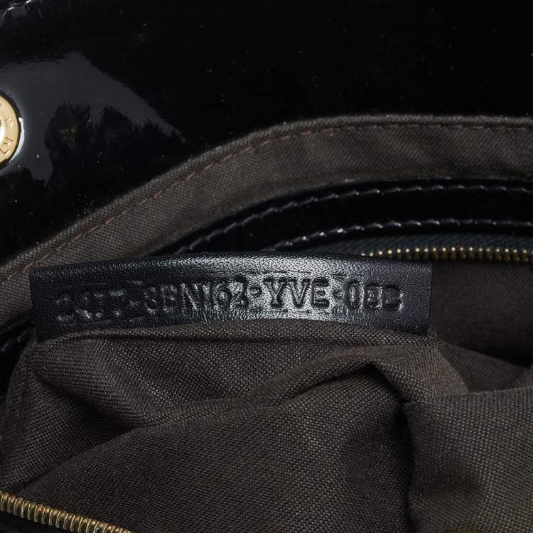 Pre Owned Fendi Black Canvas and Patent Leather Studded Medium Chef De Jour Bag