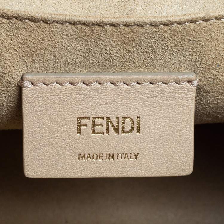 Pre Owned Fendi Beige Leather Medium Kan I Shoulder Bag