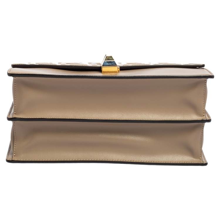 Pre Owned Fendi Beige Leather Medium Kan I Shoulder Bag