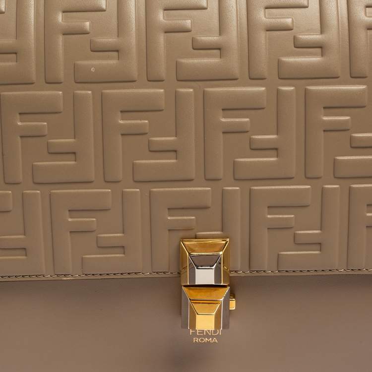 Pre Owned Fendi Beige Leather Medium Kan I Shoulder Bag
