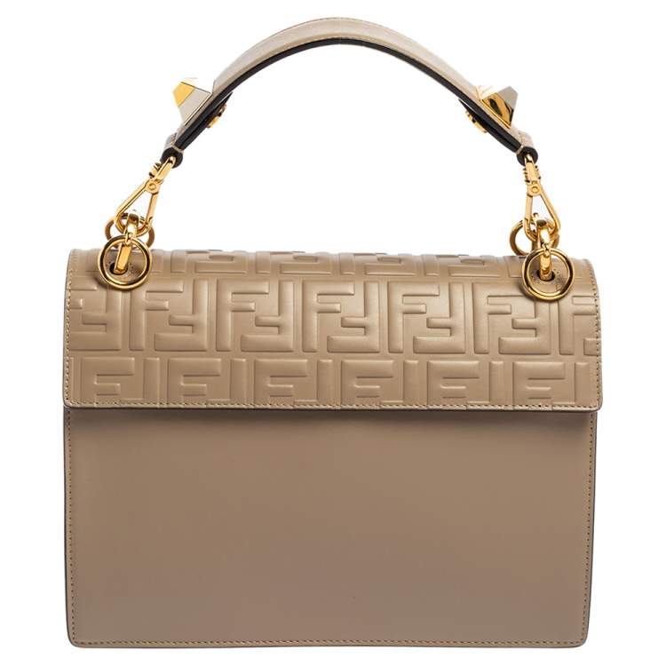 Pre Owned Fendi Beige Leather Medium Kan I Shoulder Bag