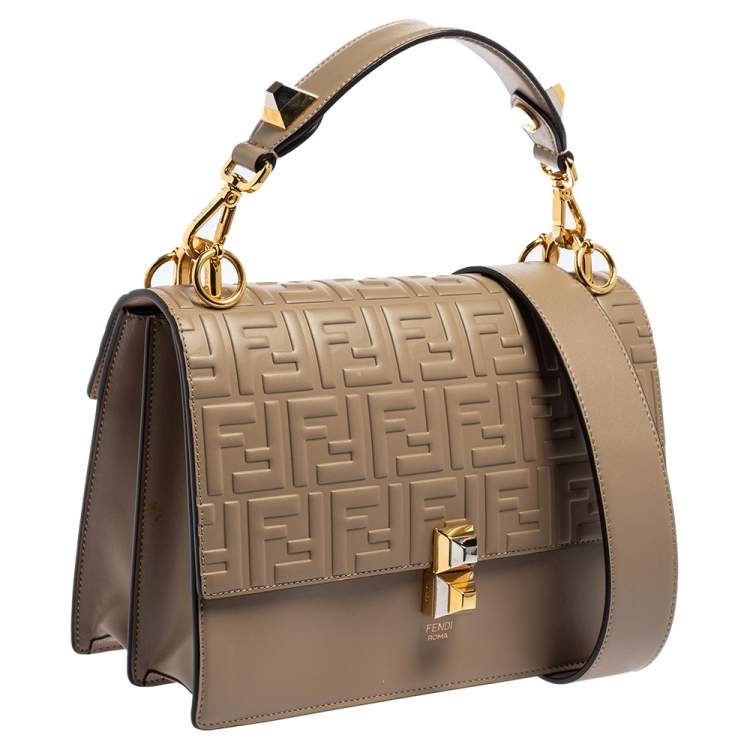 Pre Owned Fendi Beige Leather Medium Kan I Shoulder Bag