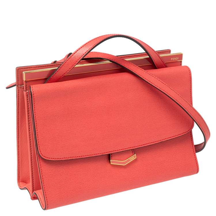 Pre Owned Fendi Coral Leather Small Demi Jour Shoulder Bag