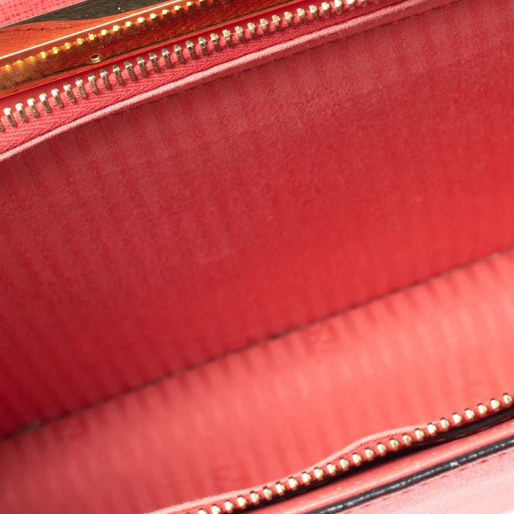Pre Owned Fendi Coral Leather Small Demi Jour Shoulder Bag