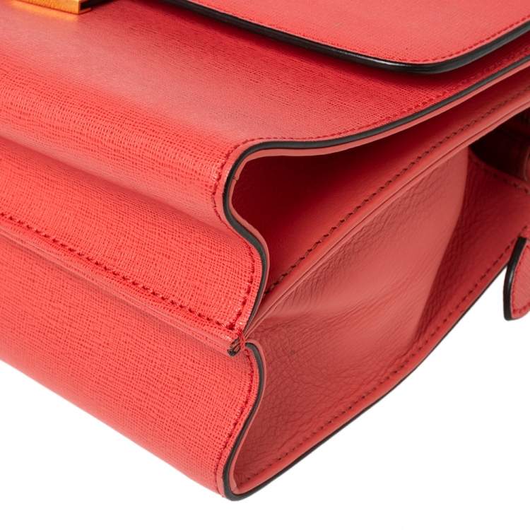 Pre Owned Fendi Coral Leather Small Demi Jour Shoulder Bag