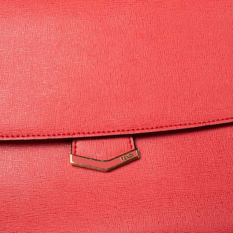 Pre Owned Fendi Coral Leather Small Demi Jour Shoulder Bag