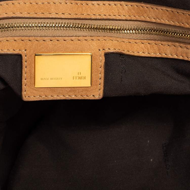 مملوكة مسبقًا Fendi Brown/Black Zucca Canvas and Suede Small Studded Chef De Jour Satchel