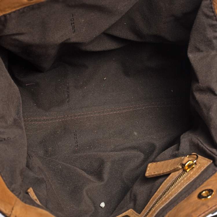 مملوكة مسبقًا Fendi Brown/Black Zucca Canvas and Suede Small Studded Chef De Jour Satchel