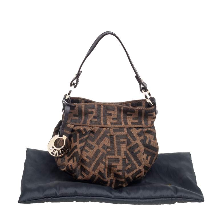 Pre Owned Fendi Tobacco Zucca Canvas and Leather Mini Chef Bag