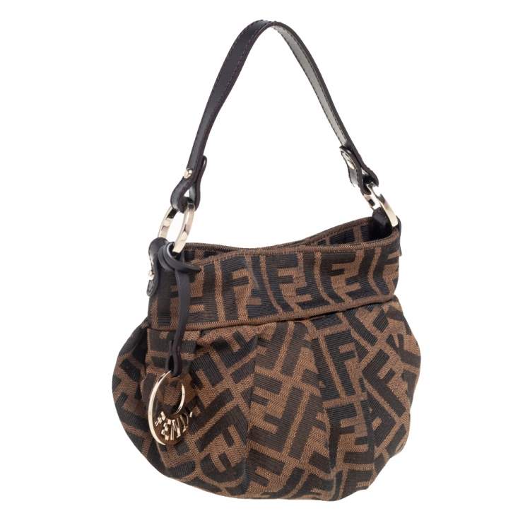 Pre Owned Fendi Tobacco Zucca Canvas and Leather Mini Chef Bag