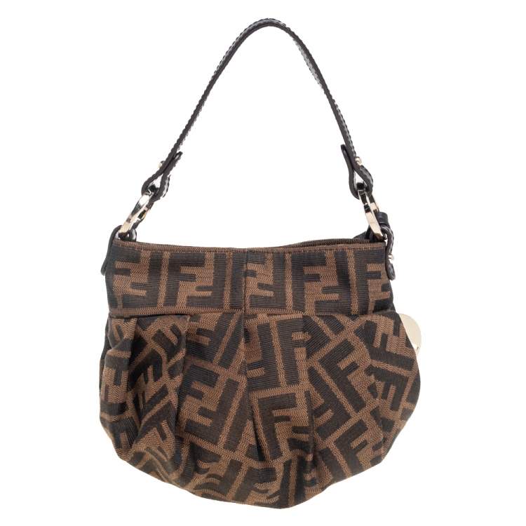 Pre Owned Fendi Tobacco Zucca Canvas and Leather Mini Chef Bag