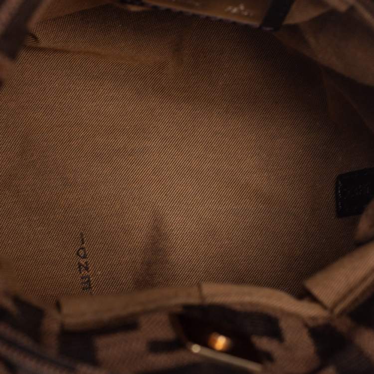 Pre Owned Fendi Tobacco Zucca Canvas and Leather Mini Chef Bag