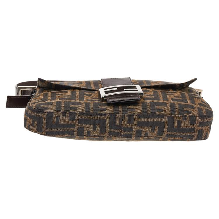Pre Owned Fendi Tobacco Zucca Canvas and Leather Mama Baguette Bag