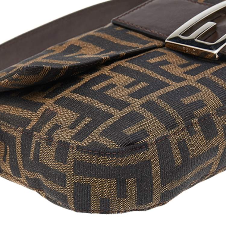 Pre Owned Fendi Tobacco Zucca Canvas and Leather Mama Baguette Bag