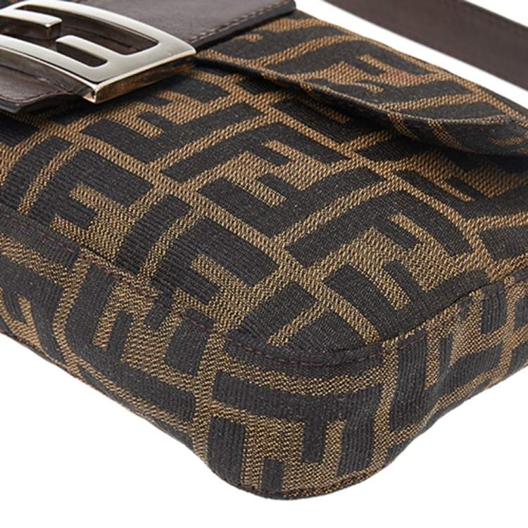 Pre Owned Fendi Tobacco Zucca Canvas and Leather Mama Baguette Bag