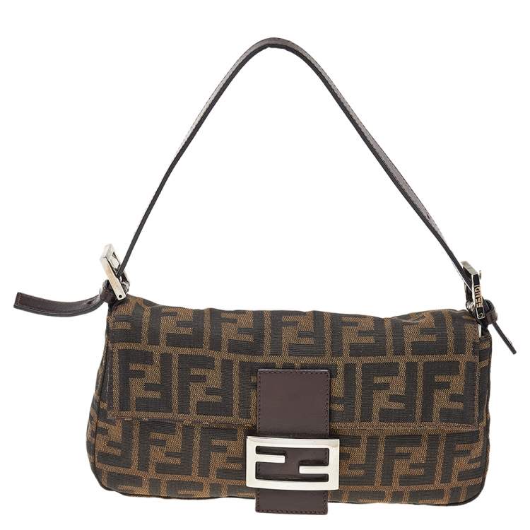 Pre Owned Fendi Tobacco Zucca Canvas and Leather Mama Baguette Bag