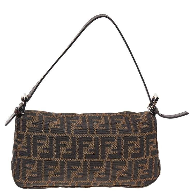 Pre Owned Fendi Tobacco Zucca Canvas and Leather Mama Baguette Bag