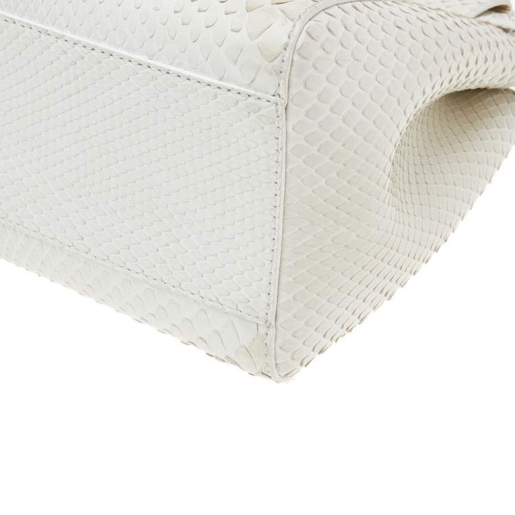 Pre Owned Fendi White Python Mini Peekaboo Top Handle Bag