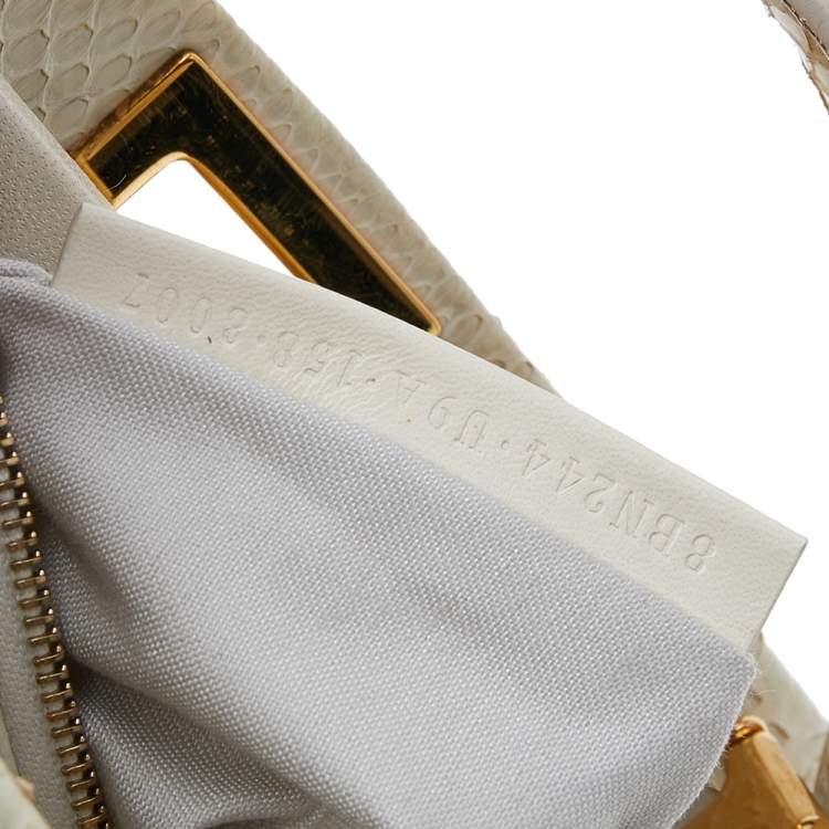 Pre Owned Fendi White Python Mini Peekaboo Top Handle Bag