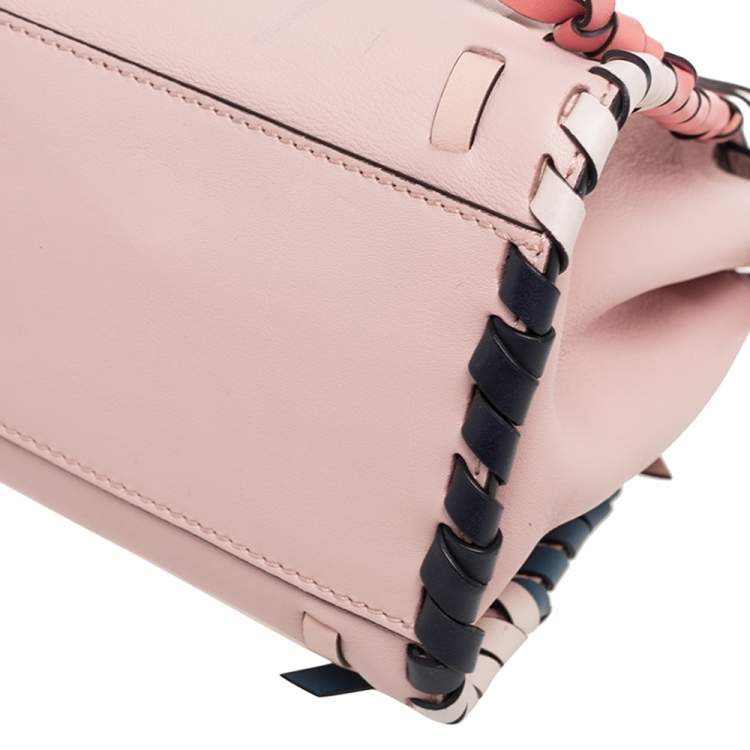 Pre Owned Fendi Multicolor Leather Whip Stitch Mini Peekaboo Top Handle Bag