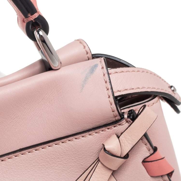 Pre Owned Fendi Multicolor Leather Whip Stitch Mini Peekaboo Top Handle Bag