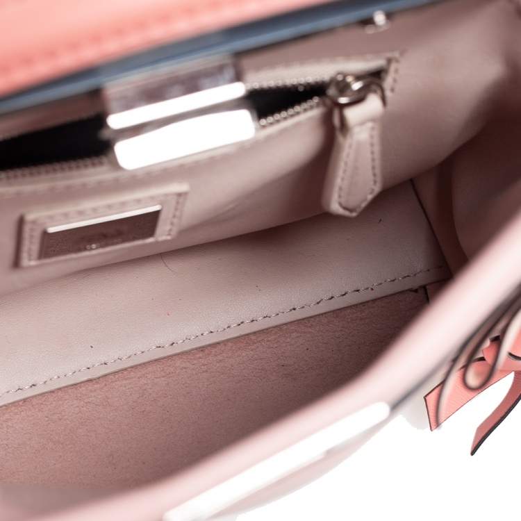 Pre Owned Fendi Multicolor Leather Whip Stitch Mini Peekaboo Top Handle Bag