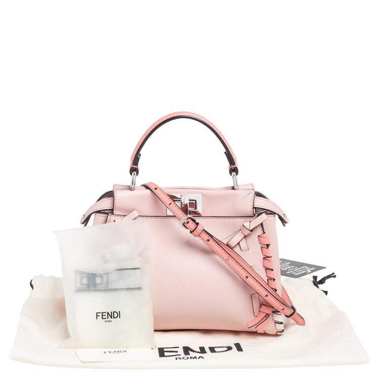 Pre Owned Fendi Multicolor Leather Whip Stitch Mini Peekaboo Top Handle Bag