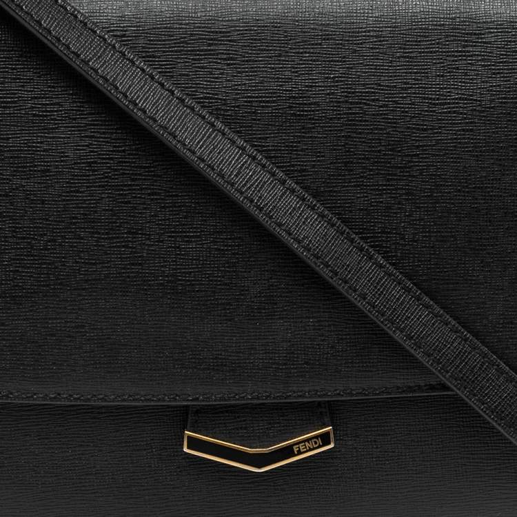 Pre Owned Fendi Black Textured Leather Small Demi Jour Top Handle Bag