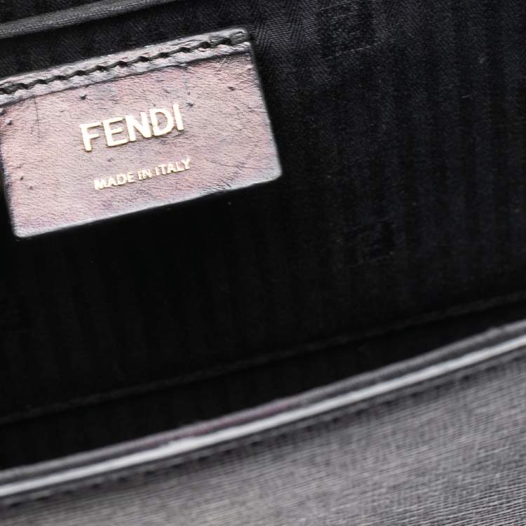 Pre Owned Fendi Black Textured Leather Small Demi Jour Top Handle Bag
