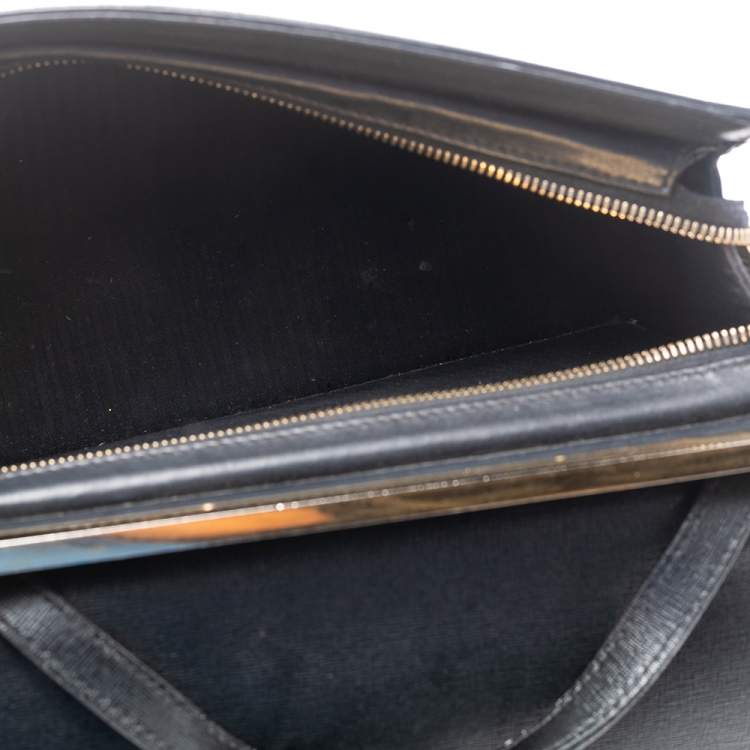 Pre Owned Fendi Black Textured Leather Small Demi Jour Top Handle Bag