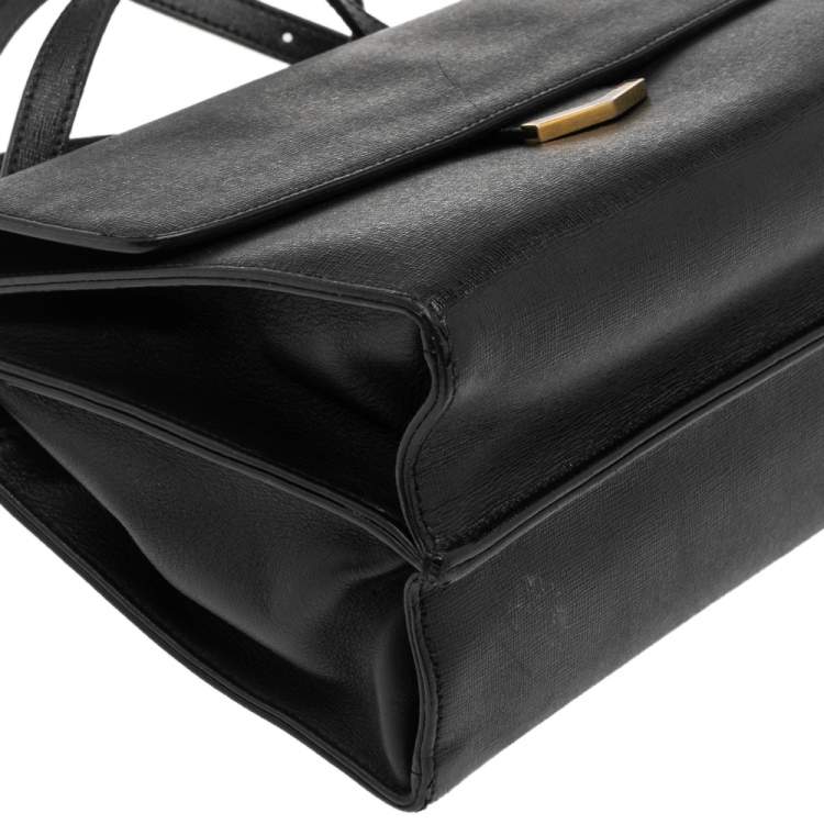Pre Owned Fendi Black Textured Leather Small Demi Jour Top Handle Bag