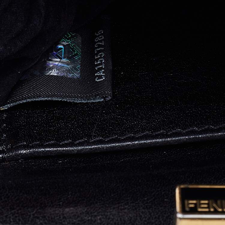 Pre Owned Fendi Navy Blue Leather Mini Peekaboo Top Handle Bag