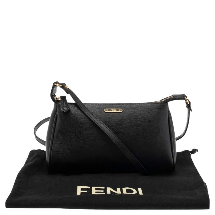 Pre Owned Fendi Black Leather Crayons Pochette Crossbody Bag
