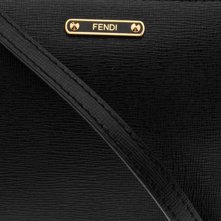 Pre Owned Fendi Black Leather Crayons Pochette Crossbody Bag