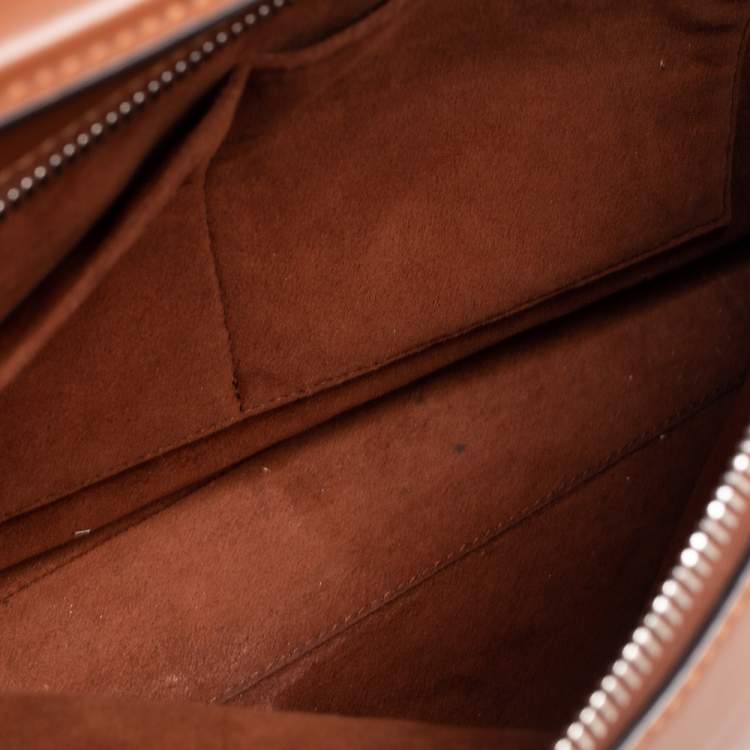 Pre Owned Fendi Tan Leather Large Dotcom Top Handle Bag