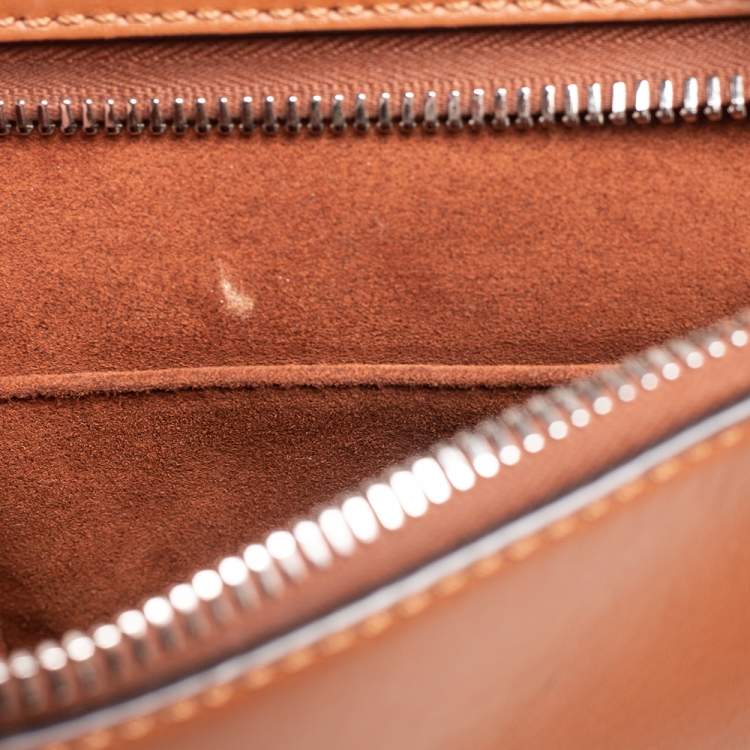 Pre Owned Fendi Tan Leather Large Dotcom Top Handle Bag
