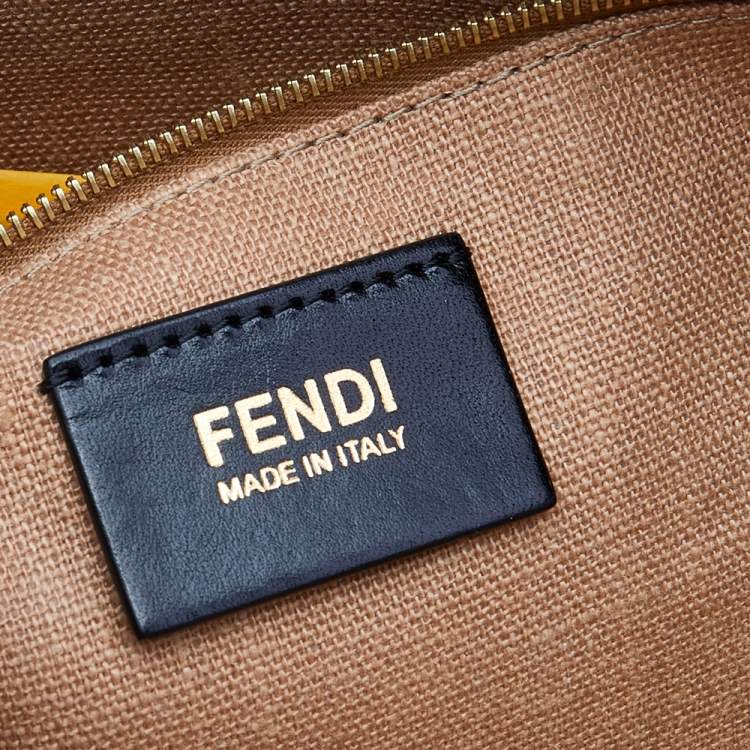 Pre Owned Fendi Tobacco Canvas Large Pequin Stripe Claudia Shoulder Bag